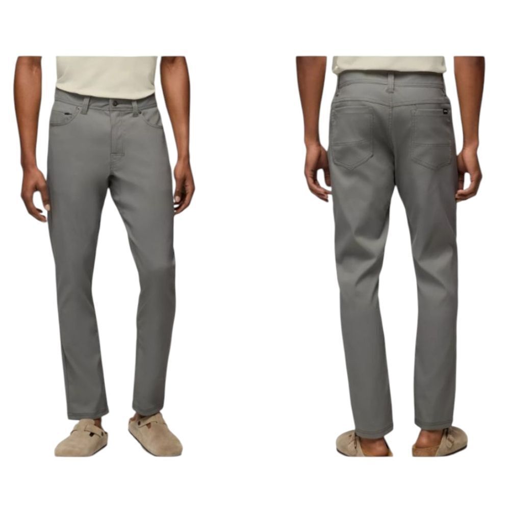 NWT Prana Stretch Zion 5 Pocket Slim Pant Thyme Grey Size 36/34
